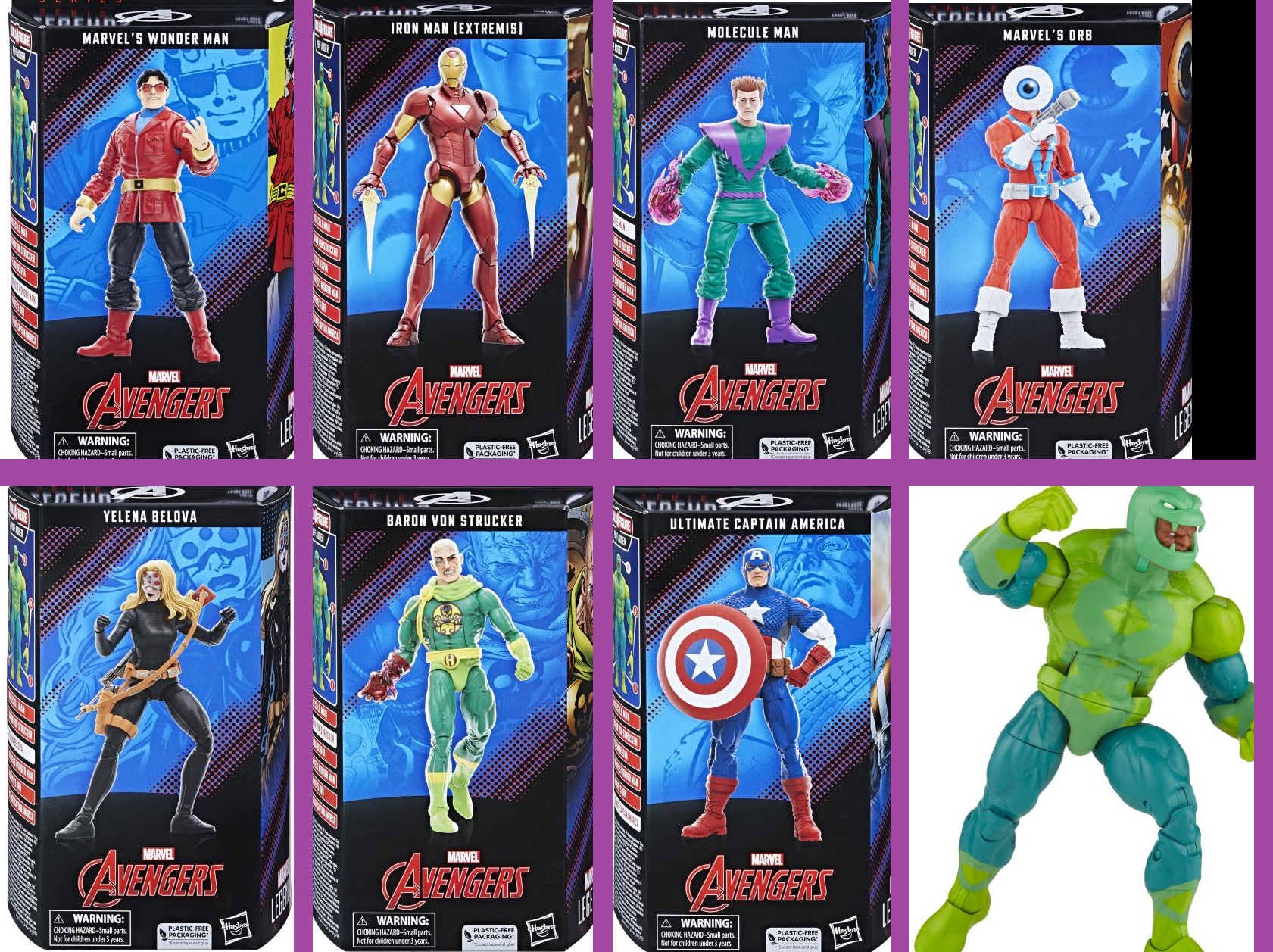 Marvel Legends The Avengers (Classic Comic) (Puff Adder BAF) Set of 7 Figures